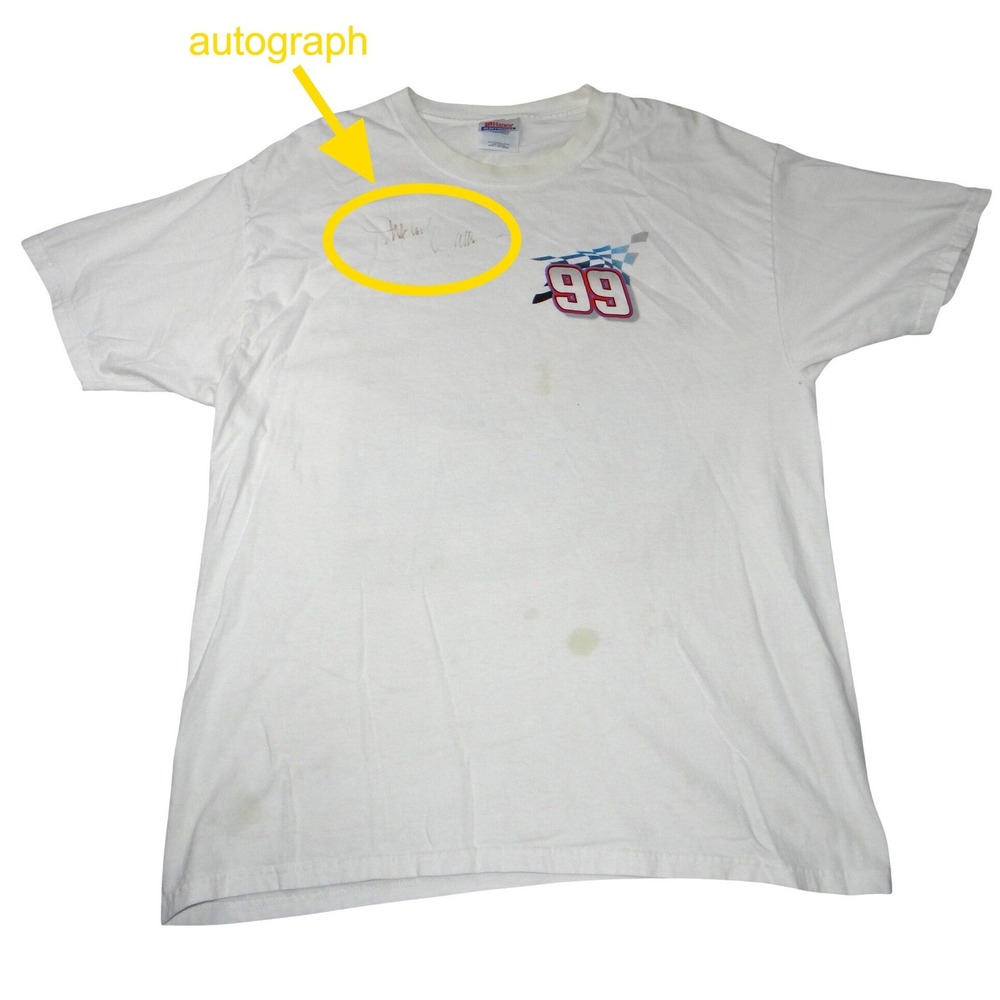 Autographed Vintage Michael Waltrip NASCAR 99 Just For Men T-Shirt White Large